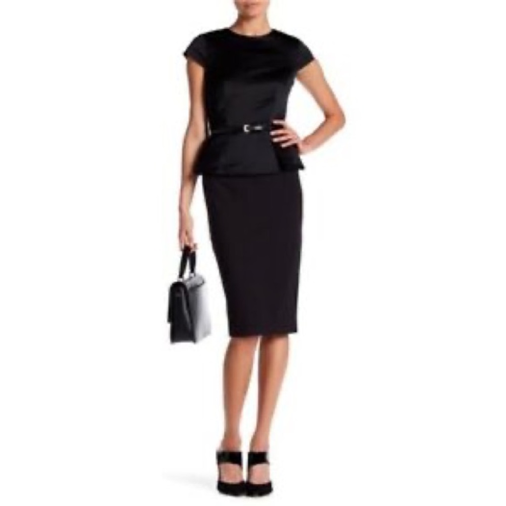Ted Baker Black Lenci Midi Peplum Dress - Size 0 - Picture 2 of 14
